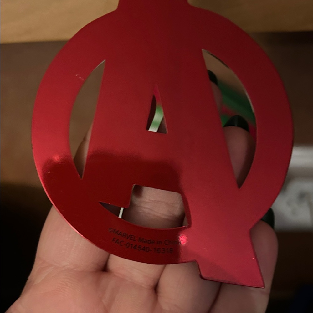 Red Avengers Logo metal Christmas ornament - Picture 2 of 5